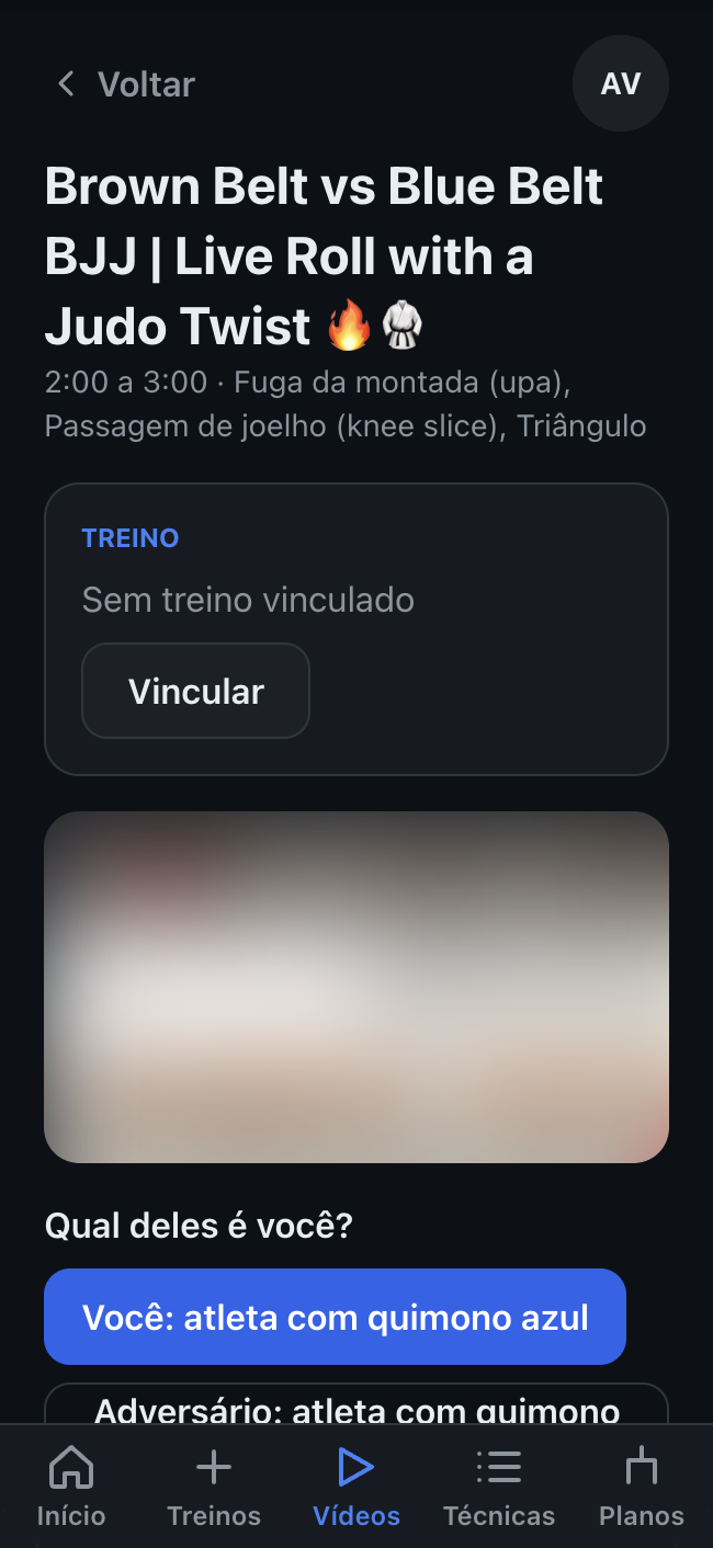Revisão de vídeo com o player, uma linha do tempo e momentos sugeridos pela IA