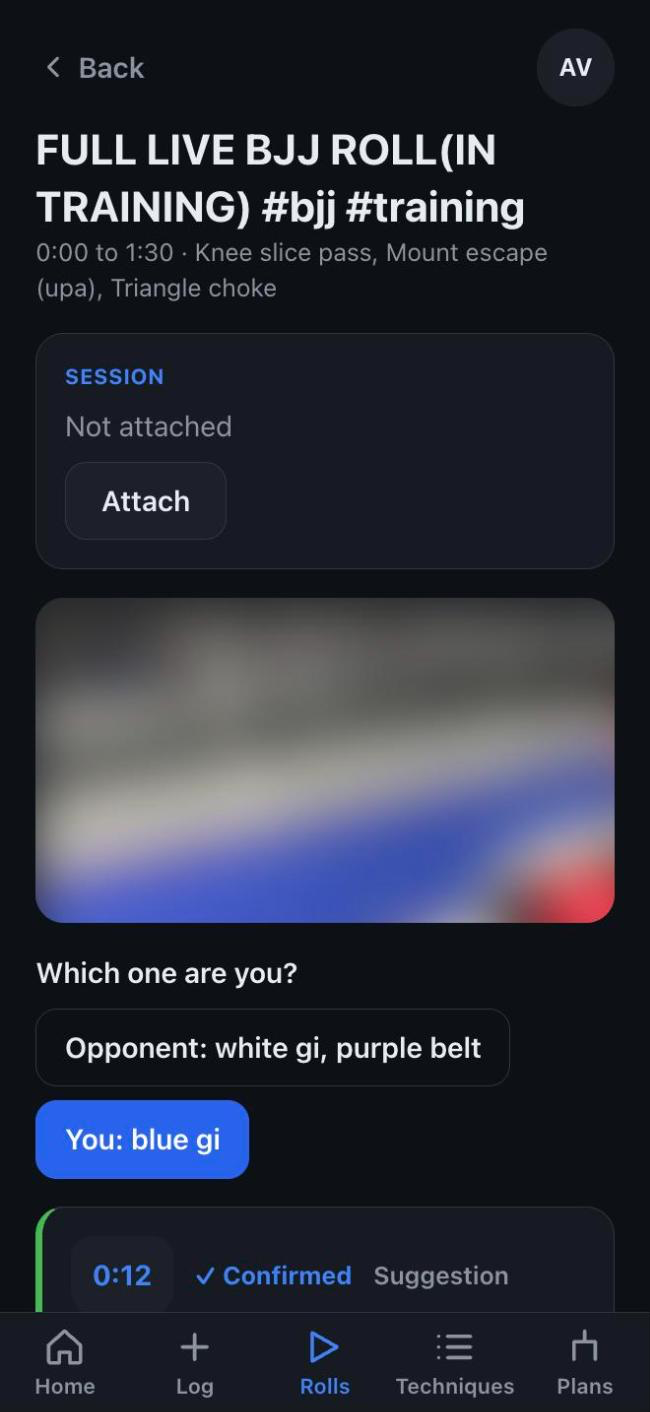 Roll review with the video, a timeline and AI-suggested moments